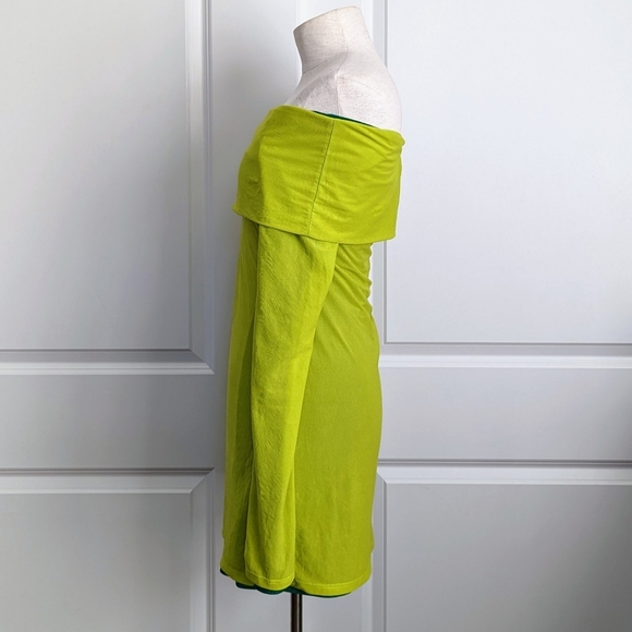 Simon Miller Mini Mesh Cosmo Off The Shoulder Long Sleeve Fitted Kiwi M NWT - Picture 7 of 12